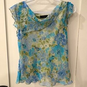 CDC Blue and Green Floral Blouse